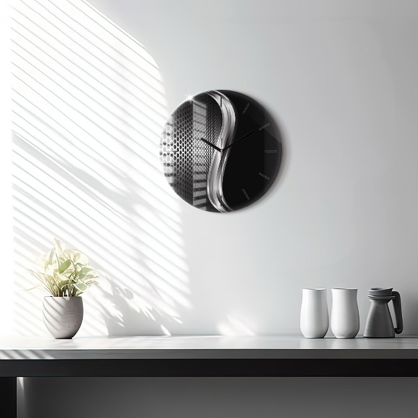 Okrúhle hodiny Black metalová abstrakcia