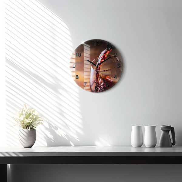 Okrúhle hodiny Pohárik červeného vína