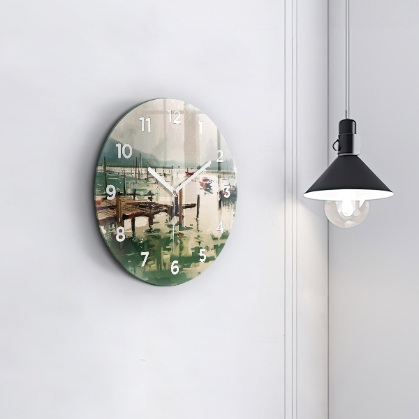 Okrúhle hodiny Rybárske lode v prístave