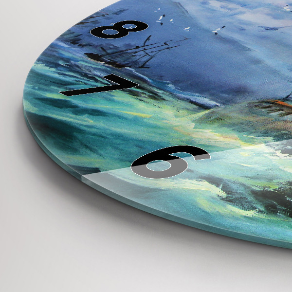 Okrúhle hodiny Loď na vode