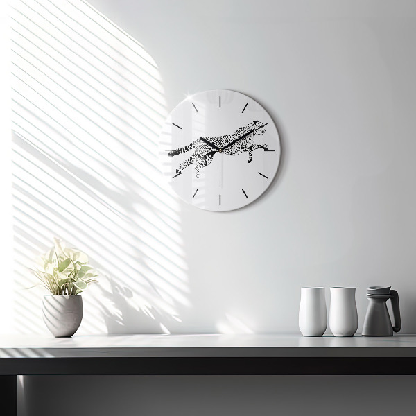 Okrúhle hodiny Silueta pantera