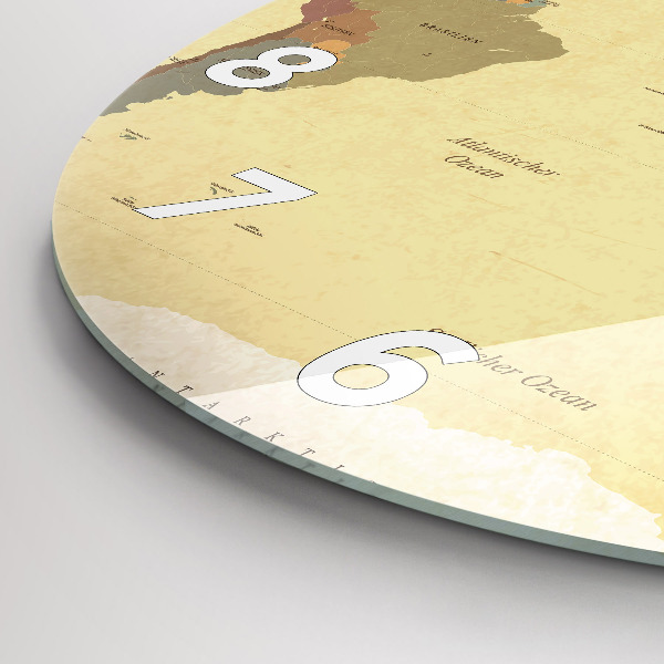 Okrúhle hodiny Mapa sveta vo vintage štýle