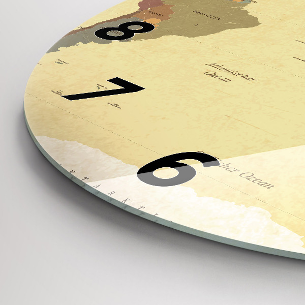 Okrúhle hodiny Mapa sveta vo vintage štýle