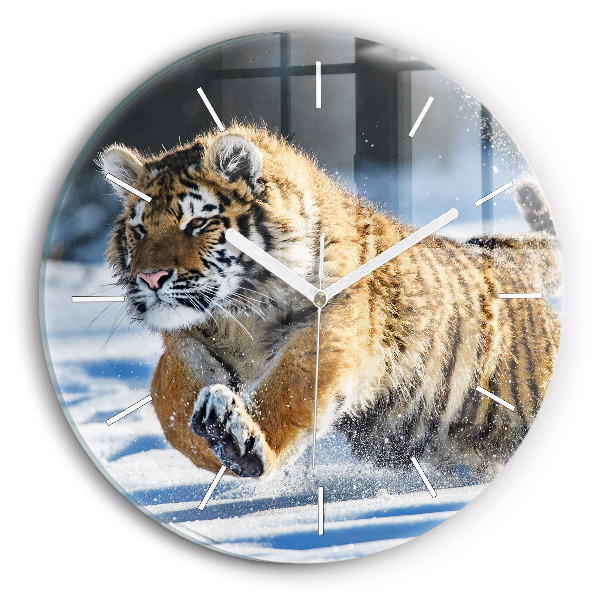 Okrúhle hodiny Tiger skákajúci