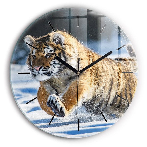 Okrúhle hodiny Tiger skákajúci