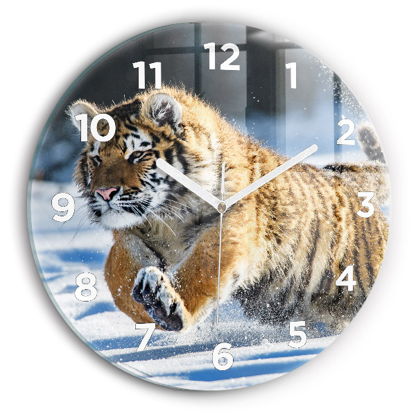 Okrúhle hodiny Tiger skákajúci