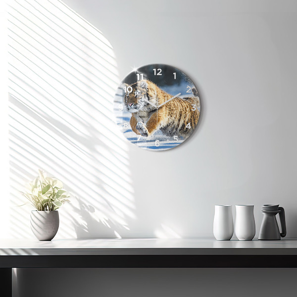 Okrúhle hodiny Tiger skákajúci