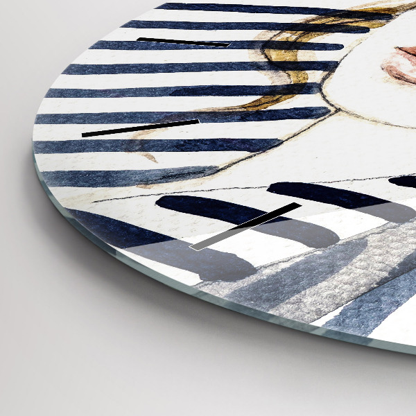 Okrúhle hodiny Tvár s okuliarmi a klobúkom