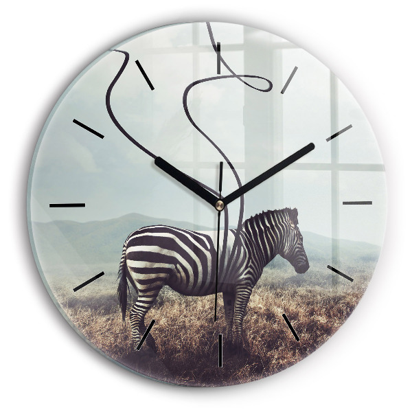 Okrúhle hodiny Zebra – abstrakcia
