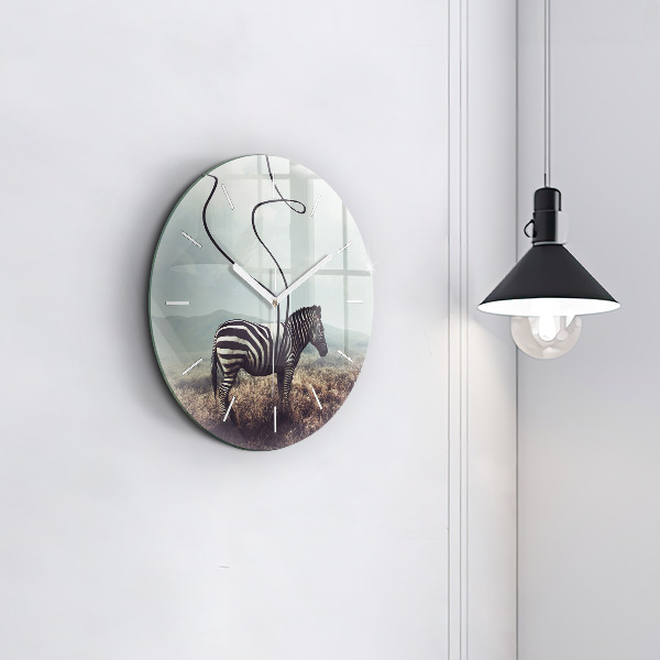 Okrúhle hodiny Zebra – abstrakcia