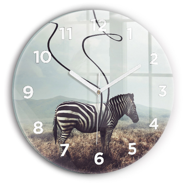 Okrúhle hodiny Zebra – abstrakcia