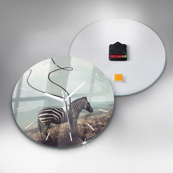 Okrúhle hodiny Zebra – abstrakcia