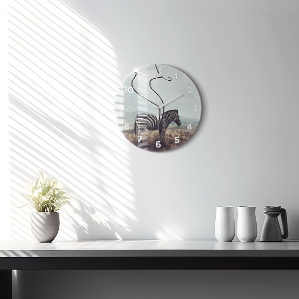 Okrúhle hodiny Zebra – abstrakcia