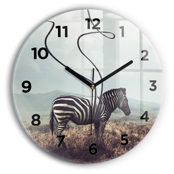 Okrúhle hodiny Zebra – abstrakcia
