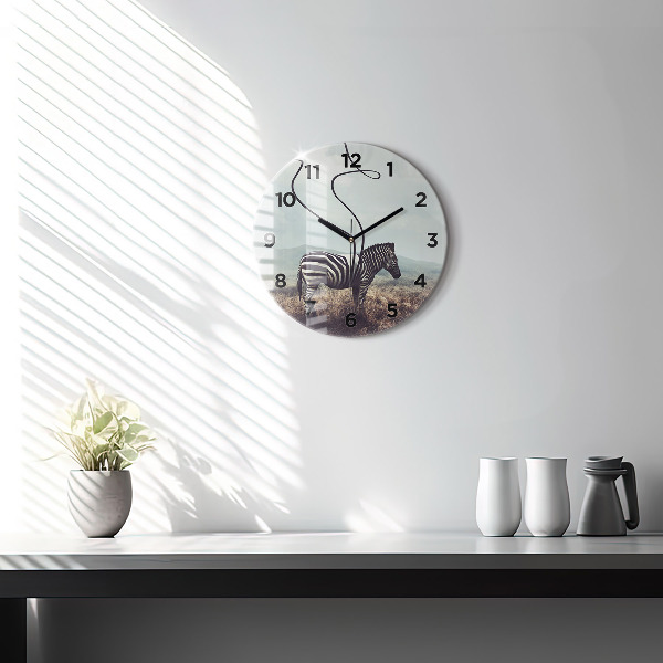 Okrúhle hodiny Zebra – abstrakcia