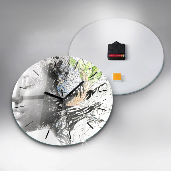 Okrúhle hodiny Abstrakcia ženskej tváre