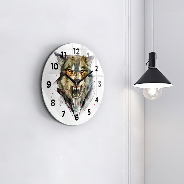 Okrúhle hodiny Kreslený portrét vlka