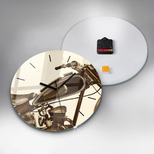 Okrúhle hodiny Vintage motocykel sépia
