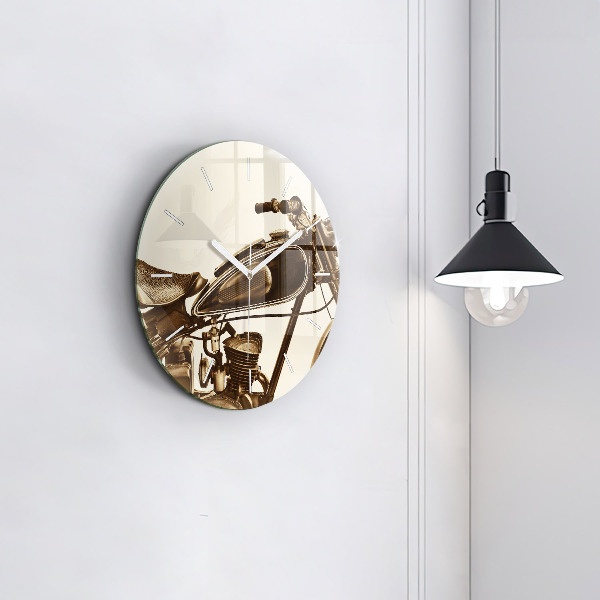 Okrúhle hodiny Vintage motocykel sépia