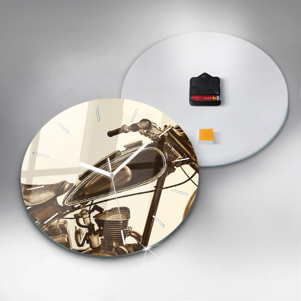 Okrúhle hodiny Vintage motocykel sépia