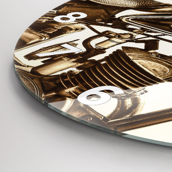 Okrúhle hodiny Vintage motocykel sépia