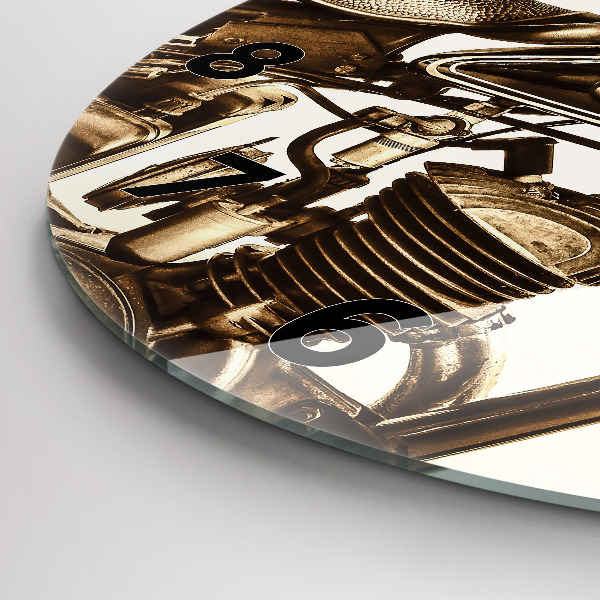 Okrúhle hodiny Vintage motocykel sépia