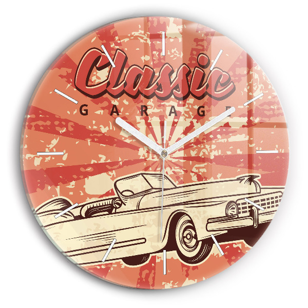 Okrúhle hodiny Vintage retro auto