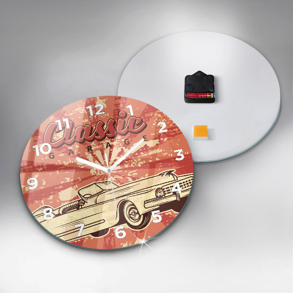 Okrúhle hodiny Vintage retro auto