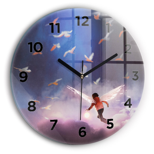 Okrúhle hodiny Chlapec s krídlami