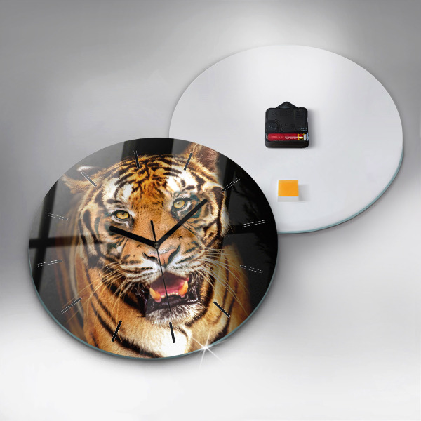 Okrúhle hodiny Tiger - divoké oči