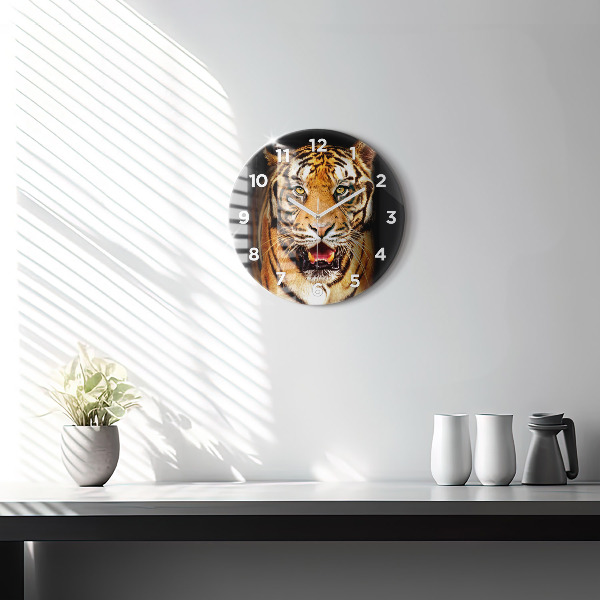 Okrúhle hodiny Tiger - divoké oči
