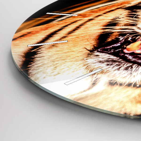 Okrúhle hodiny Tiger - divoké oči