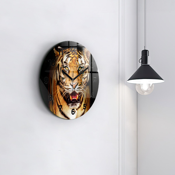 Okrúhle hodiny Tiger - divoké oči