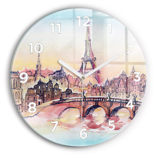 Okrúhle hodiny Maľovaná krajina Paríža