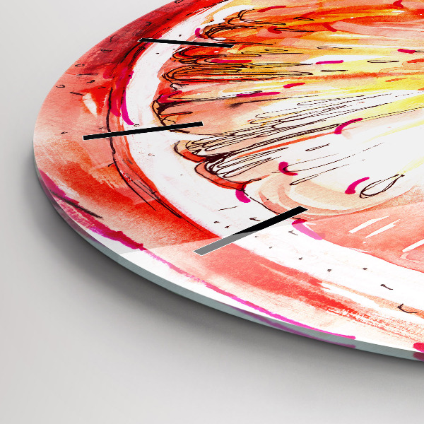 Okrúhle hodiny Maľované oranžovou farbou