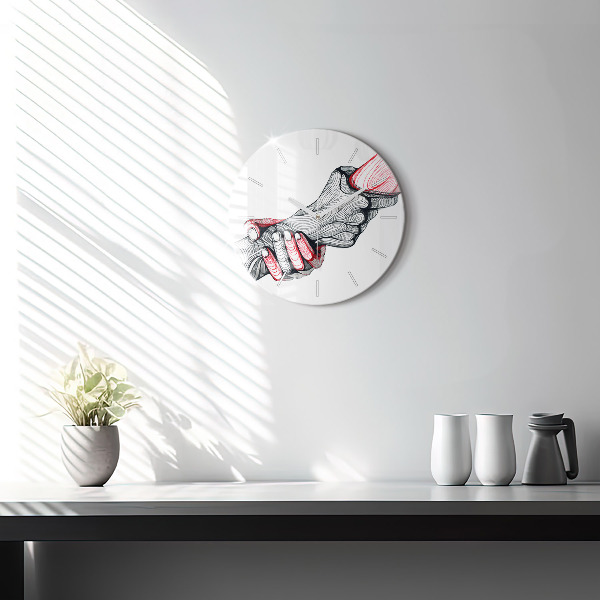 Okrúhle hodiny Držanie sa za ruky