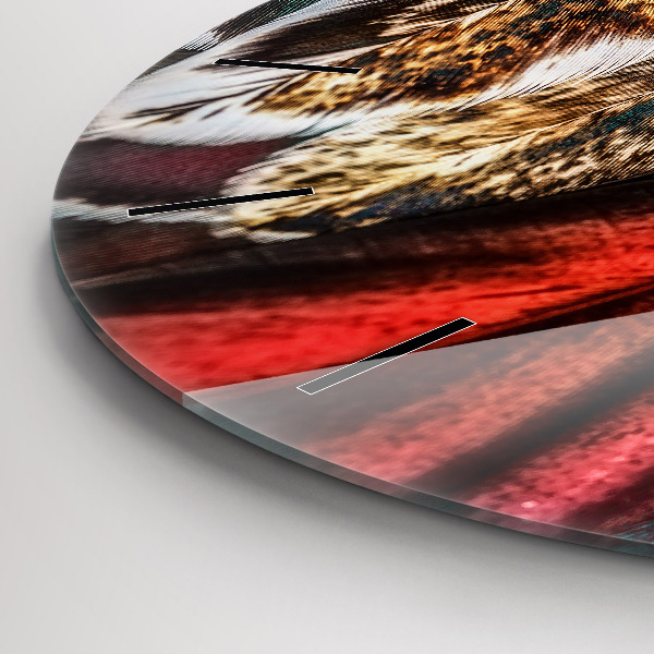 Okrúhle hodiny Svetlohnedé vtáčie perie