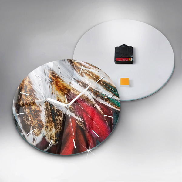 Okrúhle hodiny Svetlohnedé vtáčie perie