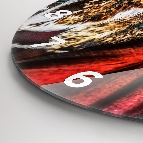 Okrúhle hodiny Svetlohnedé vtáčie perie