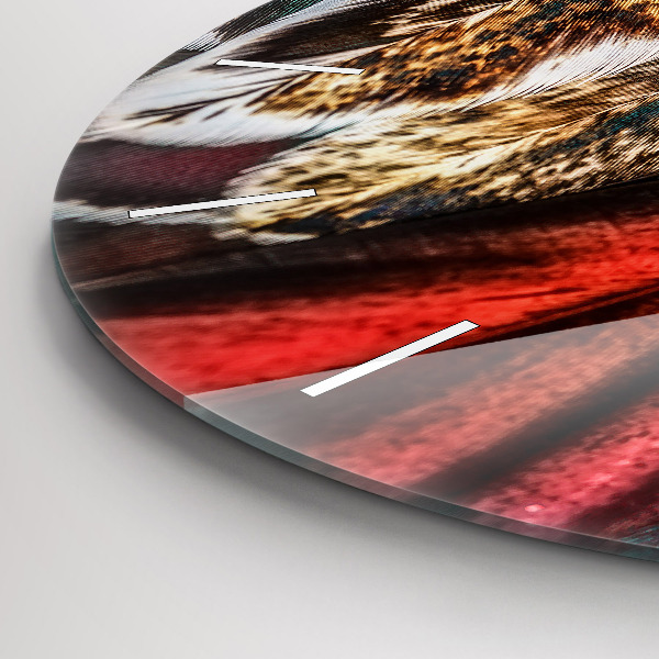 Okrúhle hodiny Svetlohnedé vtáčie perie