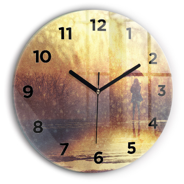 Okrúhle hodiny žena s dáždnikom