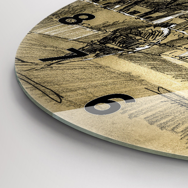 Okrúhle hodiny Park a stromy v sépiovej farbe