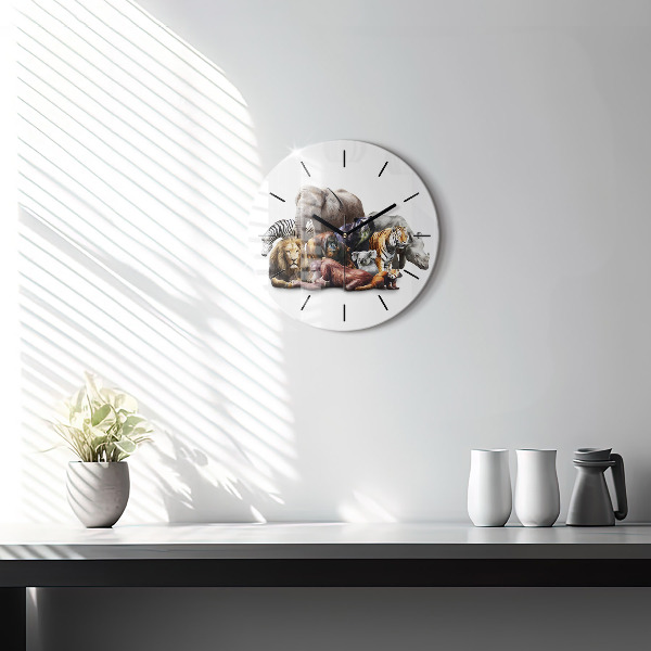 Okrúhle hodiny Divoké zvieratá