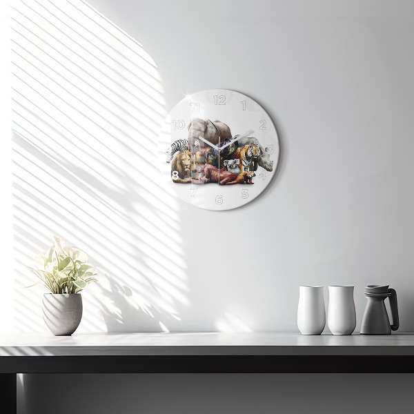 Okrúhle hodiny Divoké zvieratá