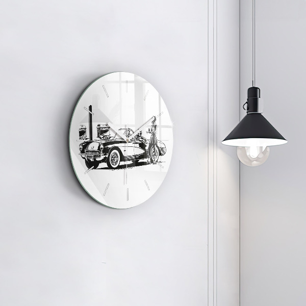 Okrúhle hodiny Retro ilustrácie