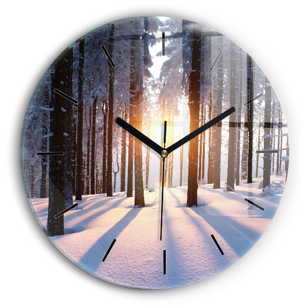 Okrúhle hodiny Lesný západ slnka