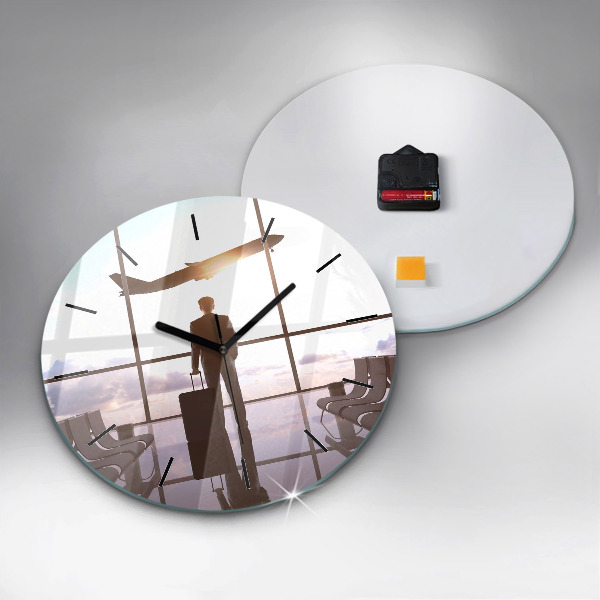 Okrúhle hodiny Muž na letisku