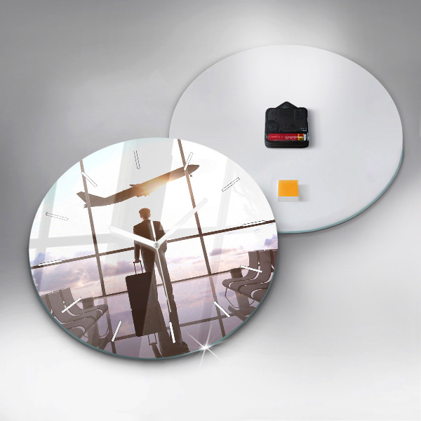 Okrúhle hodiny Muž na letisku