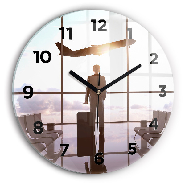 Okrúhle hodiny Muž na letisku