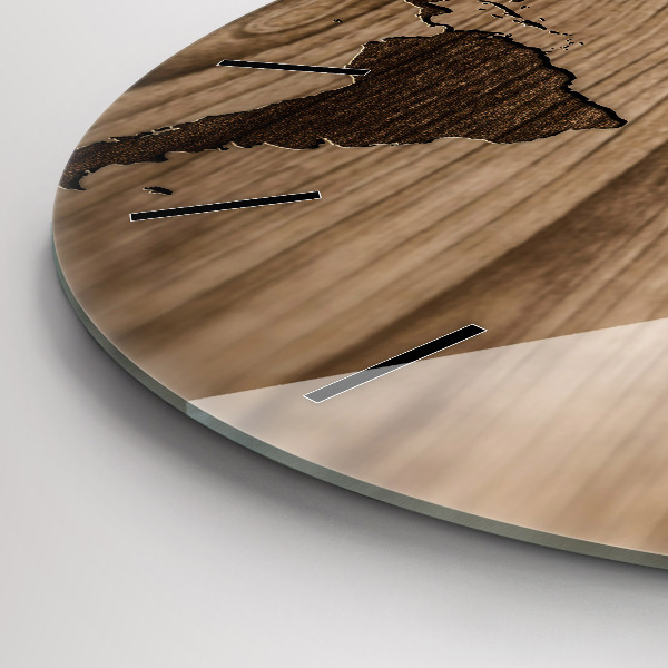 Okrúhle hodiny Mapa sveta na dreve